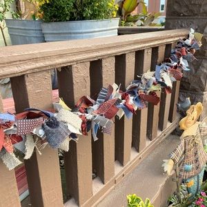 3 foot primitive rustic handmade rag garland